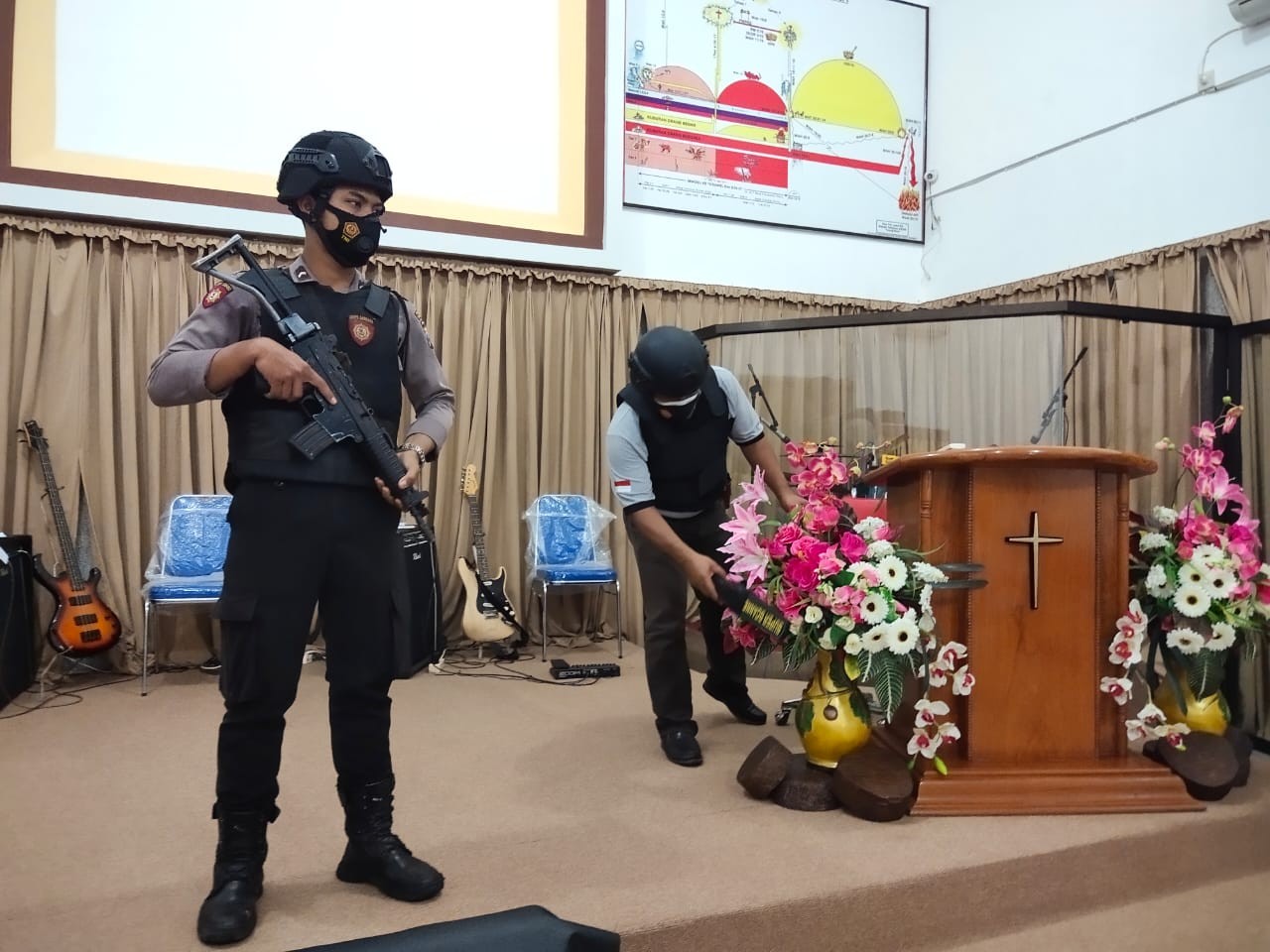 Antisipasi Teror, Polres Tulungagung Lakukan Sterilisasi di Gereja Katolik Santa Maria 