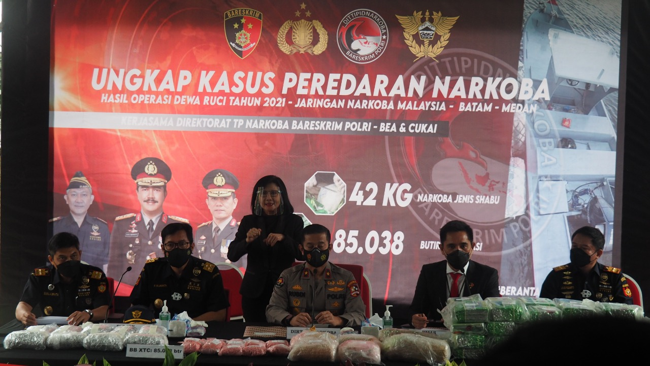 Bareskrim dan Bea Cukai Gagalkan Peredaran 42,3 Kg Shabu dan 85 Ribu Ekstasi 