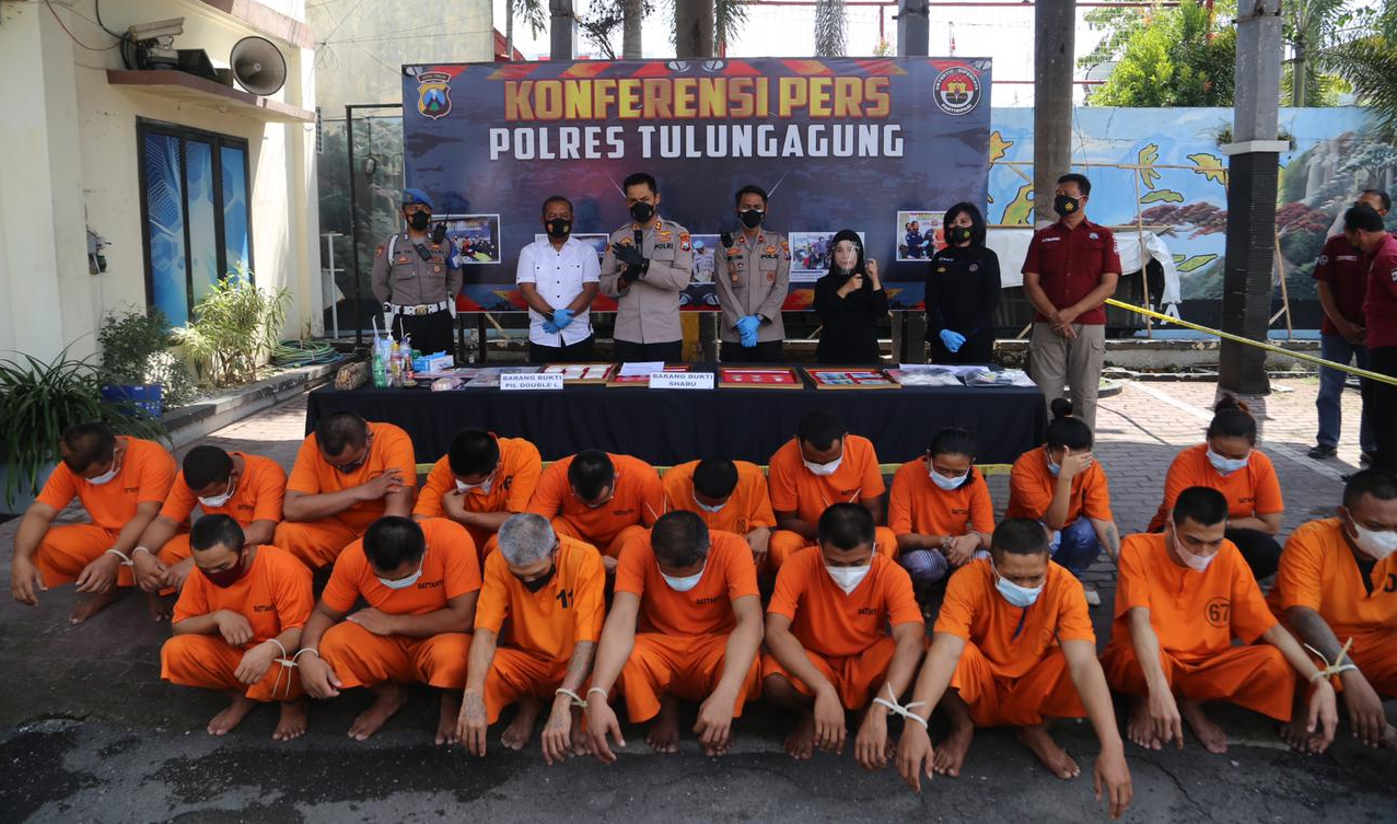 Ops Tumpas Narkoba, Polres Tulungagung Berhasil Menangkap 24 Pelaku, 23 Gram Sabu dan Ribuan Butir P