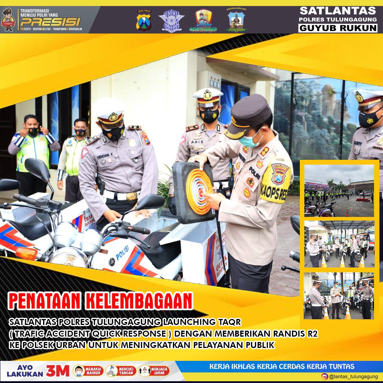 Satlantas Poles Tulungagung Launching Traffic Accident Quick Response dan Training Penanggulangan Pe