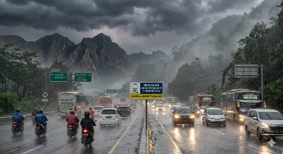 Rilis BMKG Juanda : Jawa Timur Berpotensi Cuaca Ekstrem Jelang Mudik Lebaran 2026. Waspada !