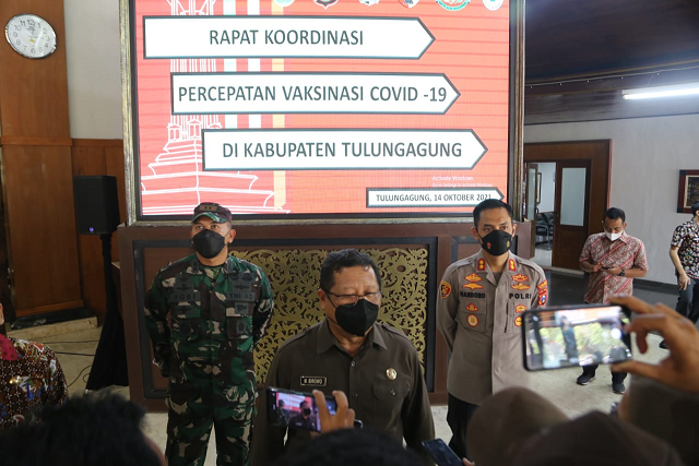 Kapolres Tulungagung Bersama Forkopimda dan Stake Holder Menggelar Rakor Percepatan Vaksinasi Covid-