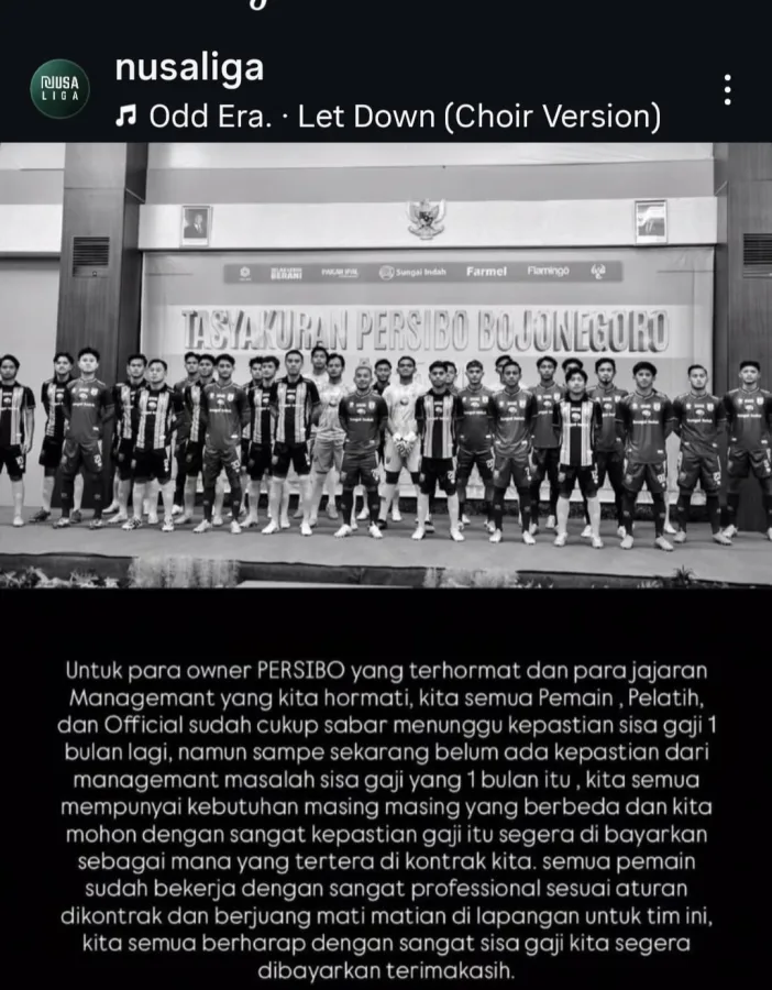 Potongan layar kaca. Persibo Wadul di Medsos